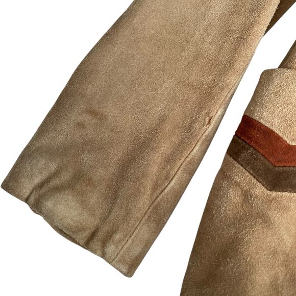 Vintage 70s Brown Tan Suede Leather Blazer Jacket MS Collectibles Boho Small - Picture 6 of 7